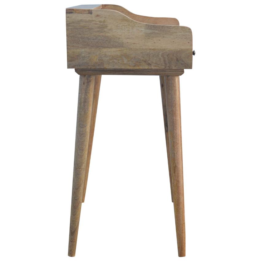 Solid Mango Wood Gallery Desk | 3 Drawers | Shell Handles