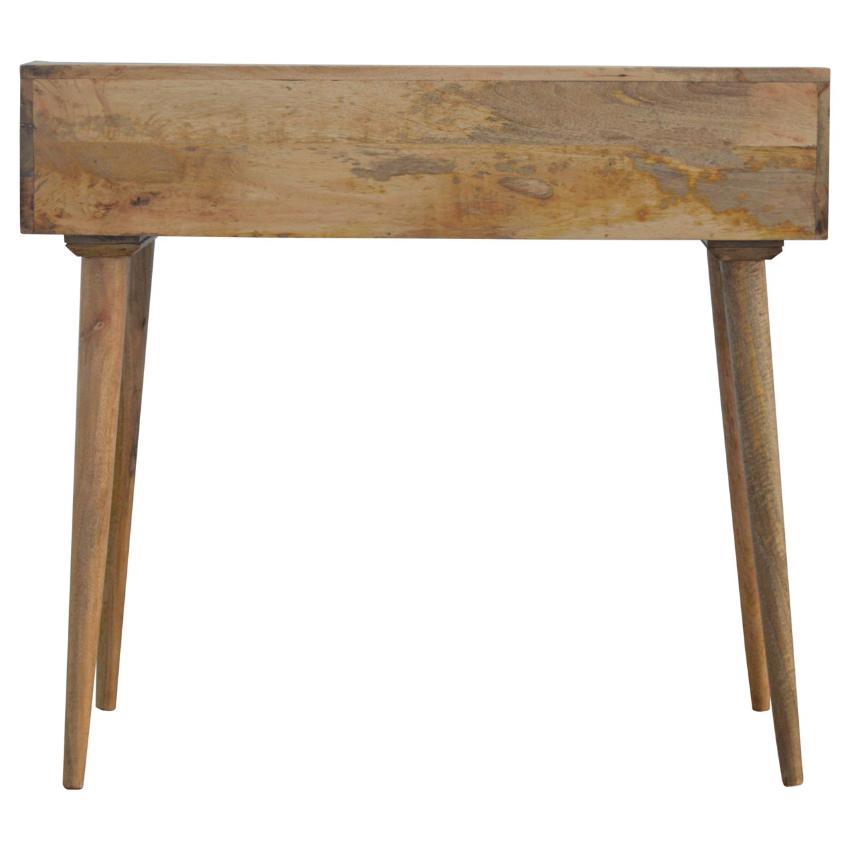 Solid Mango Wood Gallery Desk | 3 Drawers | Shell Handles
