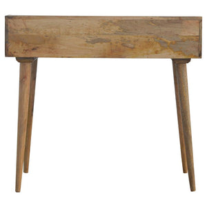 Solid Mango Wood Gallery Desk | 3 Drawers | Shell Handles