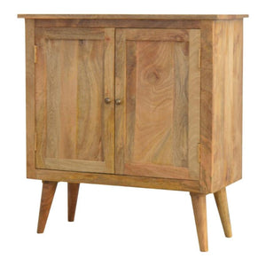 Solid Mango Wood Nordic Cabinet | 2 Doors | Oak-Style Finish