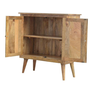 Solid Mango Wood Nordic Cabinet | 2 Doors | Oak-Style Finish