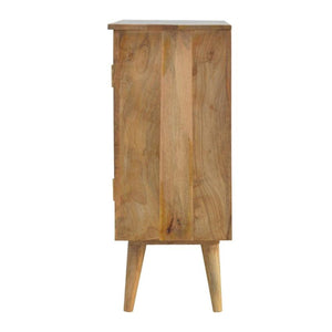 Solid Mango Wood Nordic Cabinet | 2 Doors | Oak-Style Finish