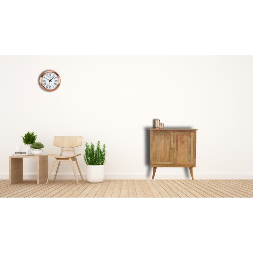 Solid Mango Wood Nordic Cabinet | 2 Doors | Oak-Style Finish