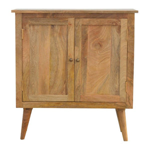Solid Mango Wood Nordic Cabinet | 2 Doors | Oak-Style Finish