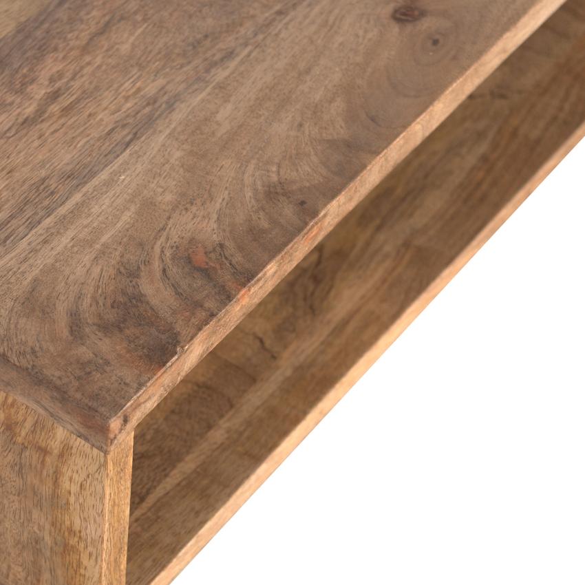 Solid Mango Wood Nordic Desk | 1 Drawer | Open Storage Shelf