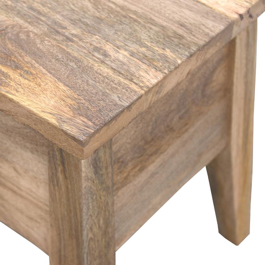 Solid Mango Wood Storage Bench | Lift-Up Lid | Oak-Style Finish