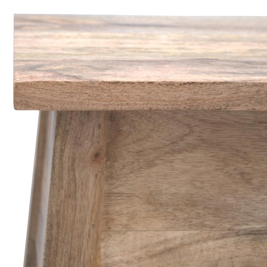 Solid Mango Wood Storage Bench | Lift-Up Lid | Oak-Style Finish