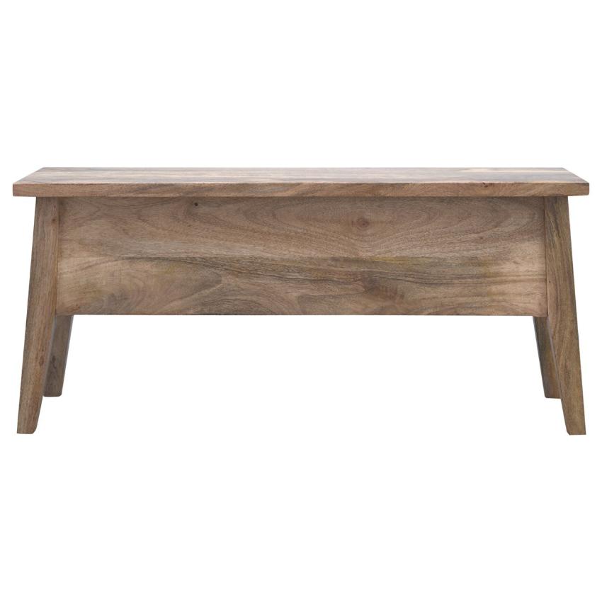 Solid Mango Wood Storage Bench | Lift-Up Lid | Oak-Style Finish