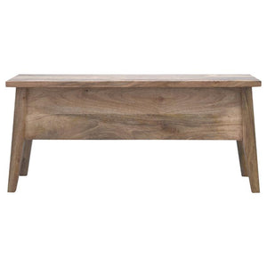 Solid Mango Wood Storage Bench | Lift-Up Lid | Oak-Style Finish