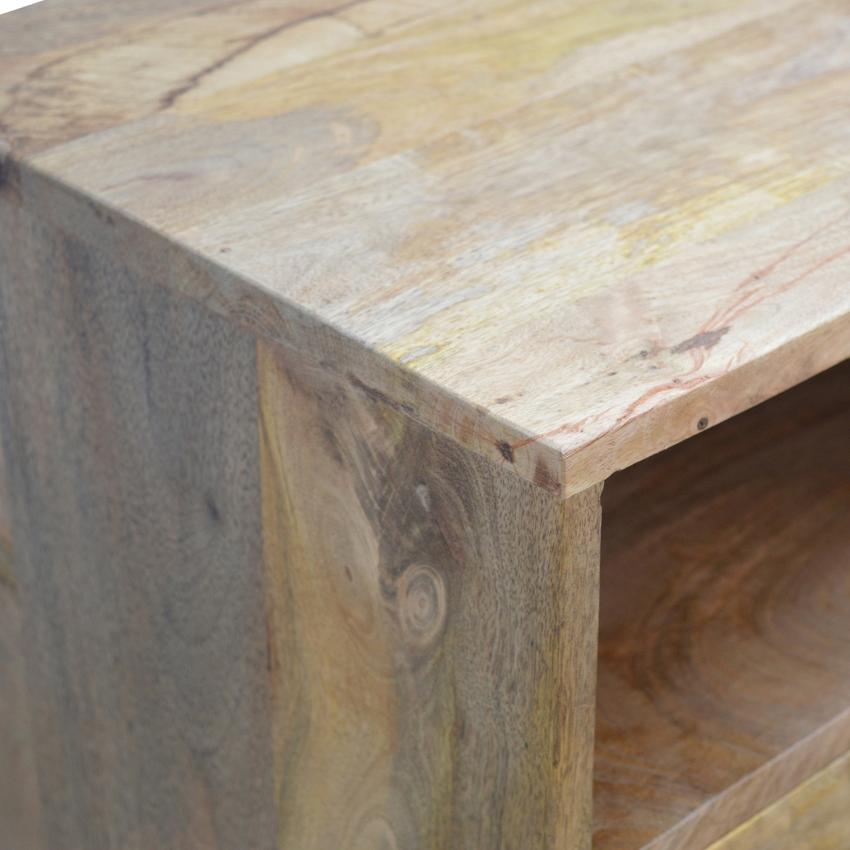 Solid Mango Wood TV Unit | 3 Drawers | Triple Open Shelves