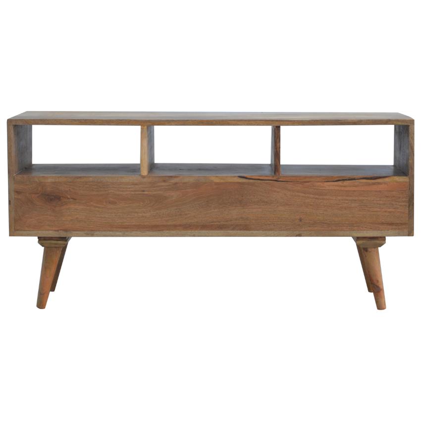 Solid Mango Wood TV Unit | 3 Drawers | Triple Open Shelves