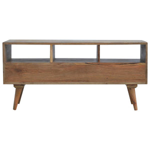 Solid Mango Wood TV Unit | 3 Drawers | Triple Open Shelves