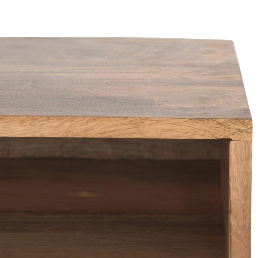 Solid Mango Wood Writing Desk | Dual Open Shelves | Oak-Style Finish
