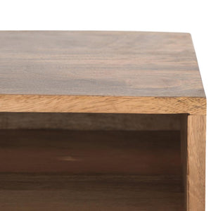 Solid Mango Wood Writing Desk | Dual Open Shelves | Oak-Style Finish