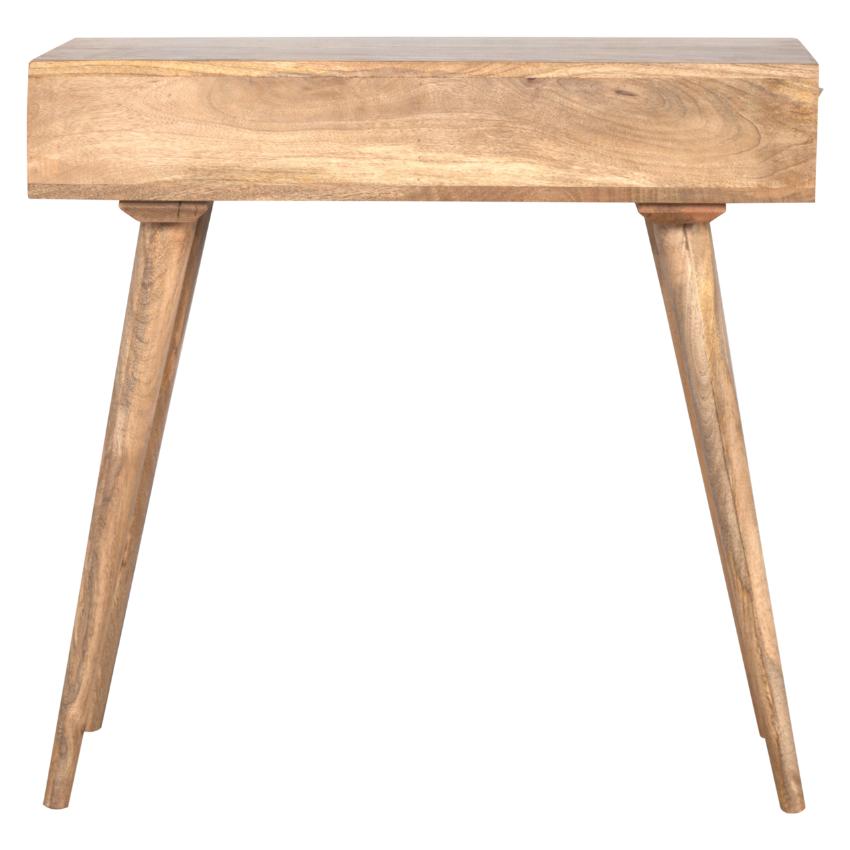 Solid Mango Wood Writing Desk | Dual Open Shelves | Oak-Style Finish