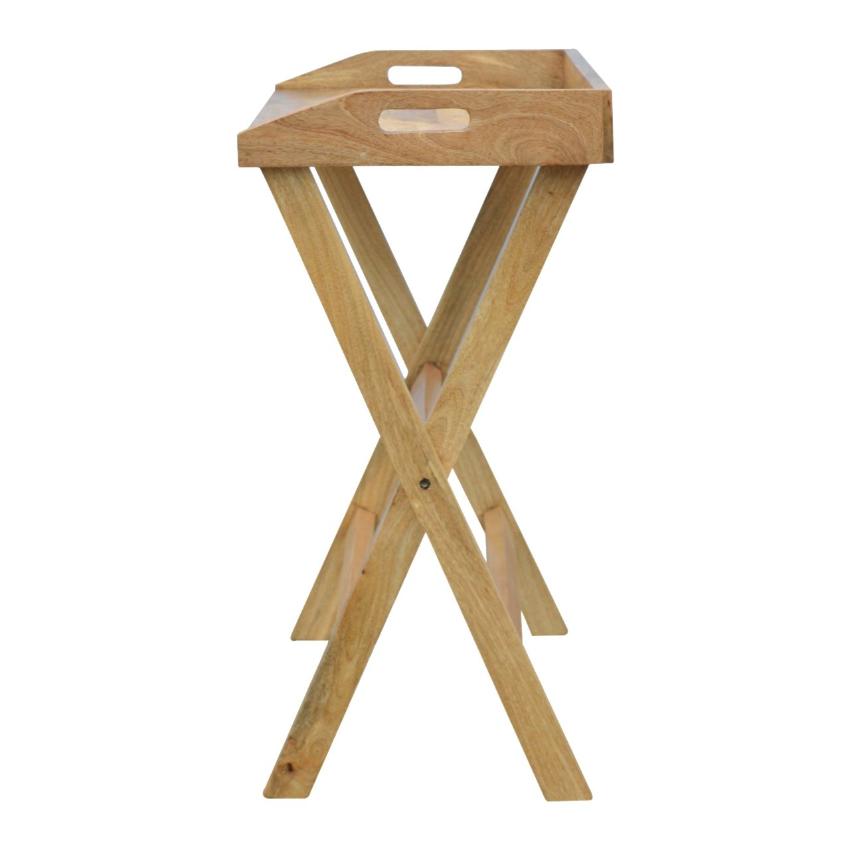 Solid Mango Wood Writing Desk | Oak-Inspired Finish | Foldable Butler Design