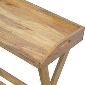 Solid Mango Wood Writing Desk | Oak-Inspired Finish | Foldable Butler Design