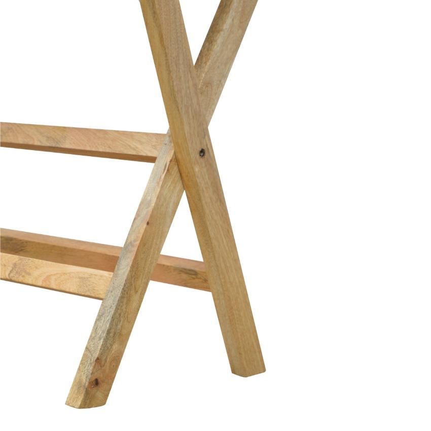 Solid Mango Wood Writing Desk | Oak-Inspired Finish | Foldable Butler Design