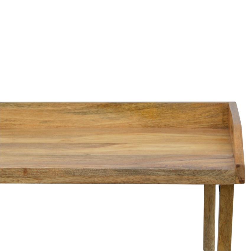 Solid Mango Wood Writing Desk | Oak-Inspired Finish | Foldable Butler Design
