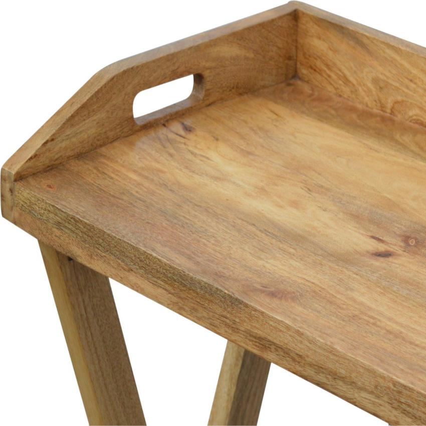 Solid Mango Wood Writing Desk | Oak-Inspired Finish | Foldable Butler Design