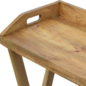 Solid Mango Wood Writing Desk | Oak-Inspired Finish | Foldable Butler Design