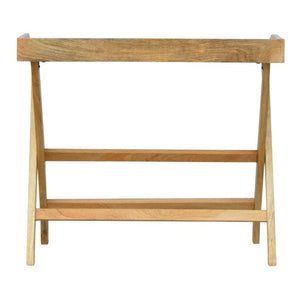 Solid Mango Wood Writing Desk | Oak-Inspired Finish | Foldable Butler Design