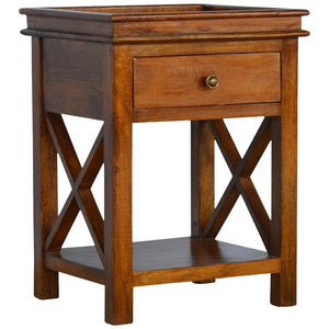 Solid Wood Criss-Cross End Table | Natural Timber | Geometric Base