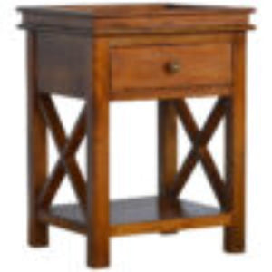Solid Wood Criss-Cross End Table | Natural Timber | Geometric Base