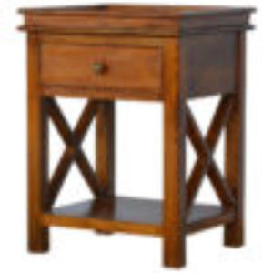 Solid Wood Criss-Cross End Table | Natural Timber | Geometric Base