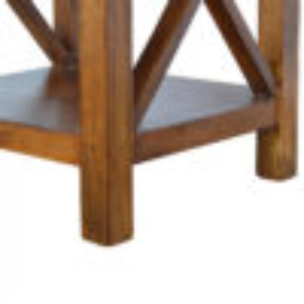 Solid Wood Criss-Cross End Table | Natural Timber | Geometric Base