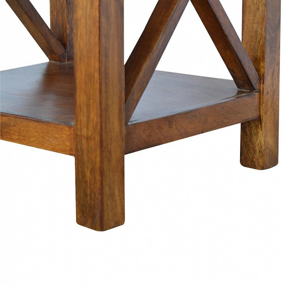 Solid Wood Criss-Cross End Table | Natural Timber | Geometric Base