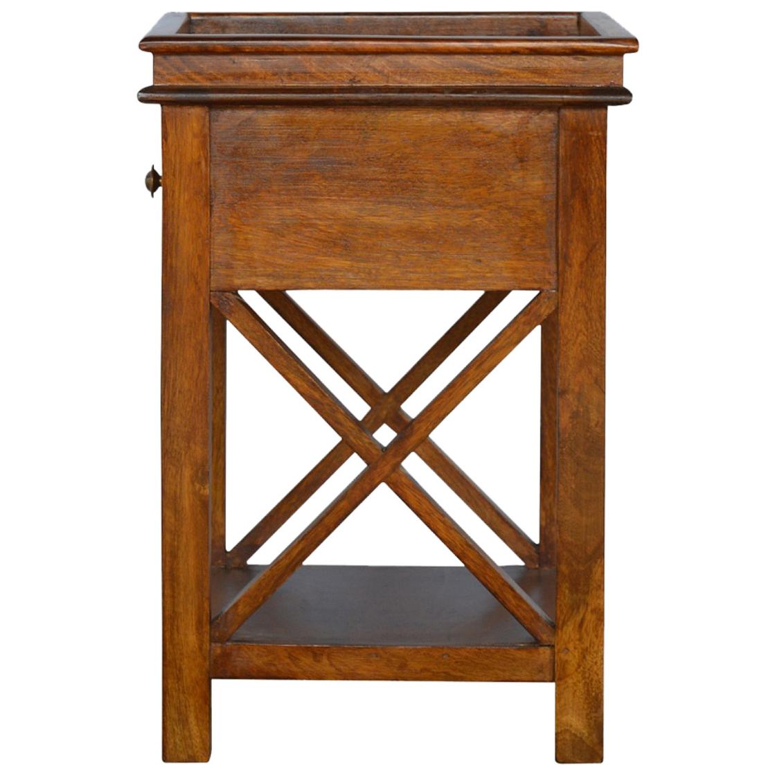 Solid Wood Criss-Cross End Table | Natural Timber | Geometric Base