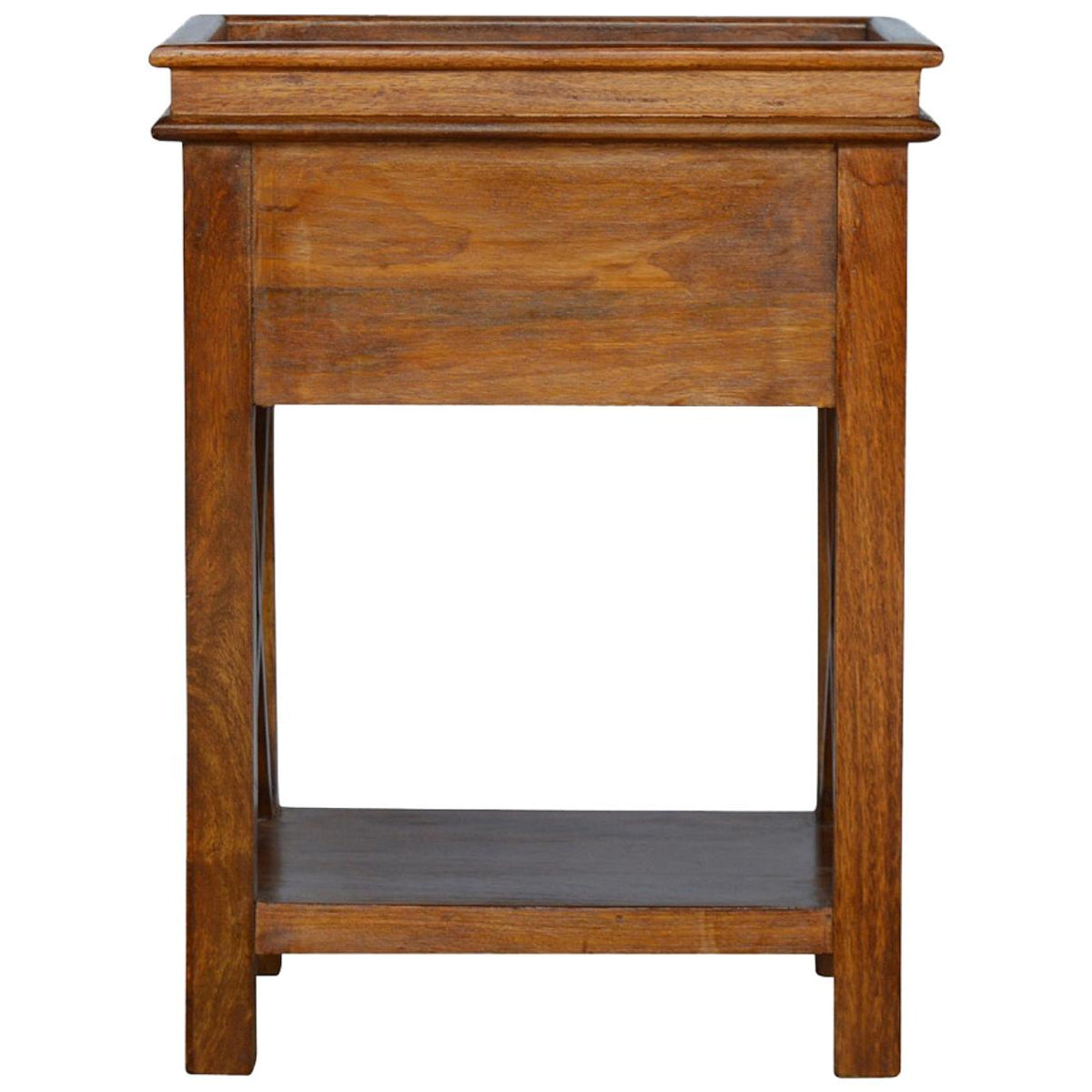 Solid Wood Criss-Cross End Table | Natural Timber | Geometric Base