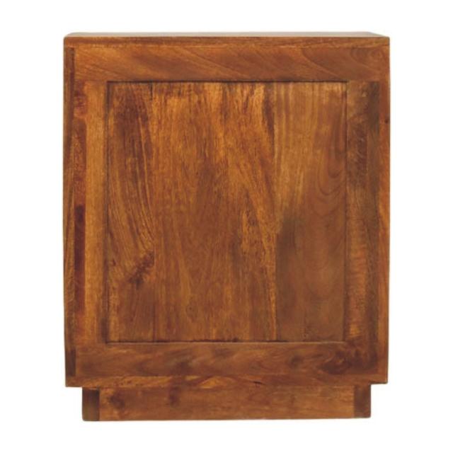 Solid Wood Curved Ribbed Bedside Table | 1 Drawer Wooden Nightstand