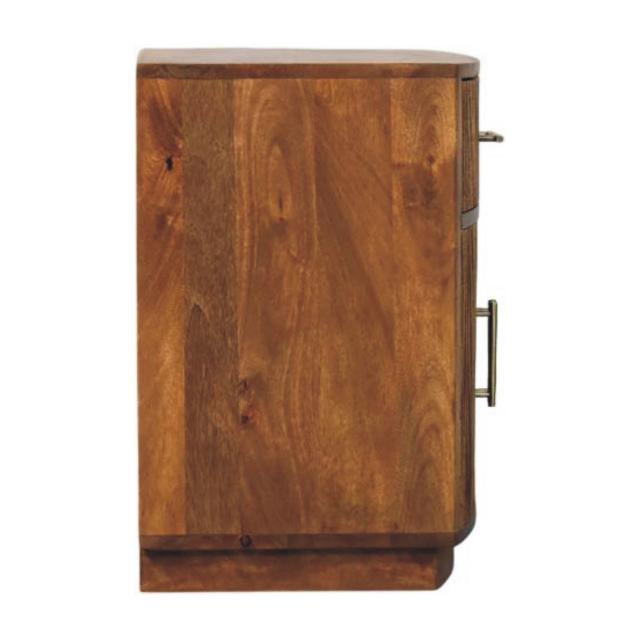 Solid Wood Curved Ribbed Bedside Table | 1 Drawer Wooden Nightstand