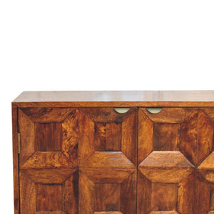 Solis Carved Sideboard | Solid Mango Wood | Chestnut Finish | 4 Doors