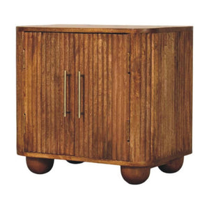 Solis Fluted Cabinet | Solid Mango Wood | Textured Front | Versatile Storage Cupboard