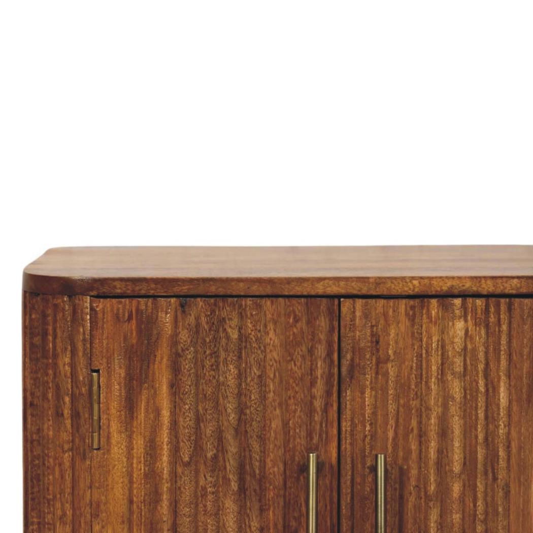 Solis Fluted Cabinet | Solid Mango Wood | Textured Front | Versatile Storage Cupboard