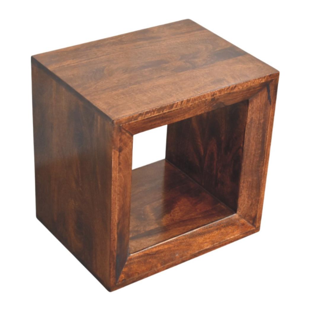Solis Open Side Table | Solid Mango Wood | California Walnut Finish