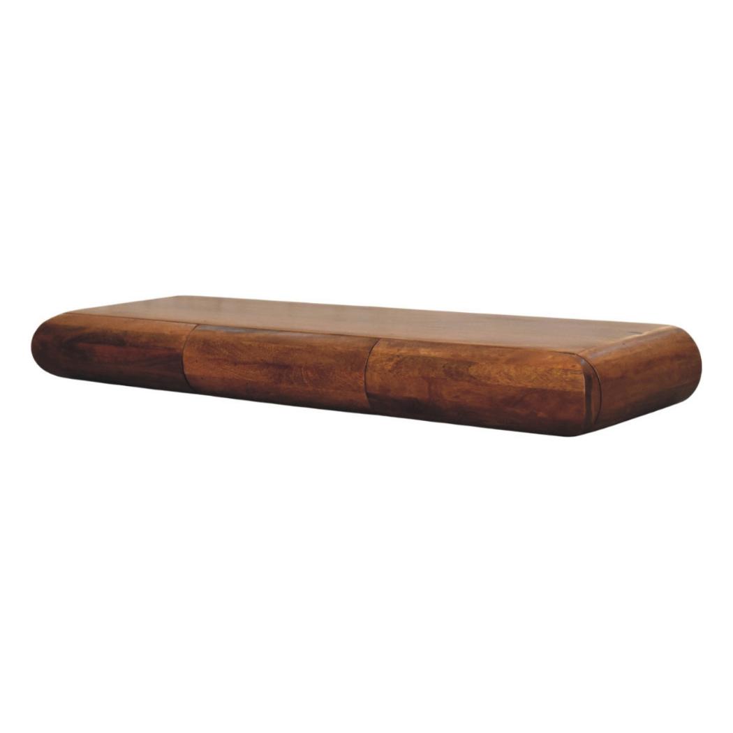 Solis Triple Wall-Mounted Console | Solid Mango Wood | Fluted Front | 3 Drawer Floating Storage