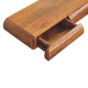 Solis Triple Wall-Mounted Console | Solid Mango Wood | Fluted Front | 3 Drawer Floating Storage