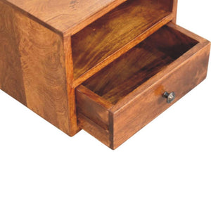 Solis Wall-Mounted Bedside Table | Solid Mango Wood | Chestnut Finish | 1 Drawer