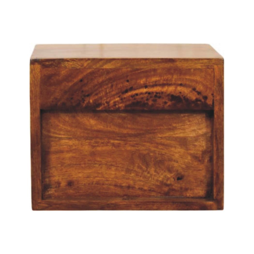 Solis Wall-Mounted Bedside Table | Solid Mango Wood | Chestnut Finish | 1 Drawer