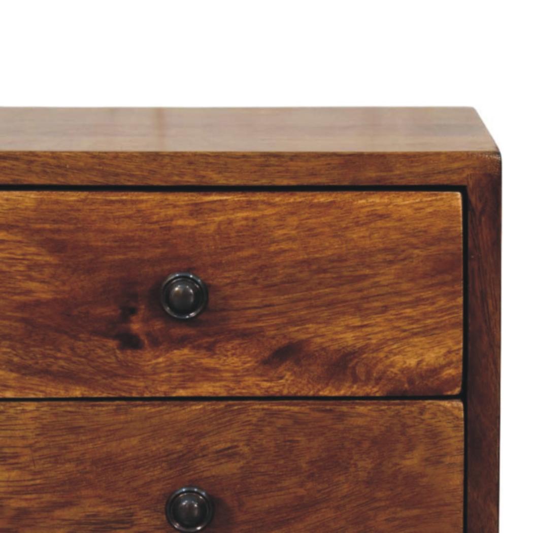 Solis Wall-Mounted Bedside Table | Solid Mango Wood | Chestnut Finish | 2 Drawers