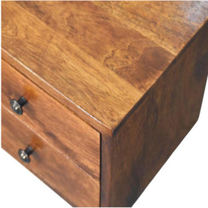 Solis Wall-Mounted Bedside Table | Solid Mango Wood | Chestnut Finish | 2 Drawers