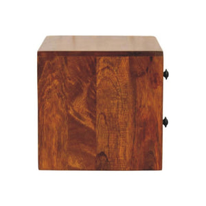 Solis Wall-Mounted Bedside Table | Solid Mango Wood | Chestnut Finish | 2 Drawers
