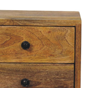 Solis Wall-Mounted Bedside Table | Solid Mango Wood | Oak-ish Finish | 2 Drawers