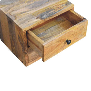 Solis Wall-Mounted Bedside Table | Solid Mango Wood | Oak-ish Finish | 2 Drawers