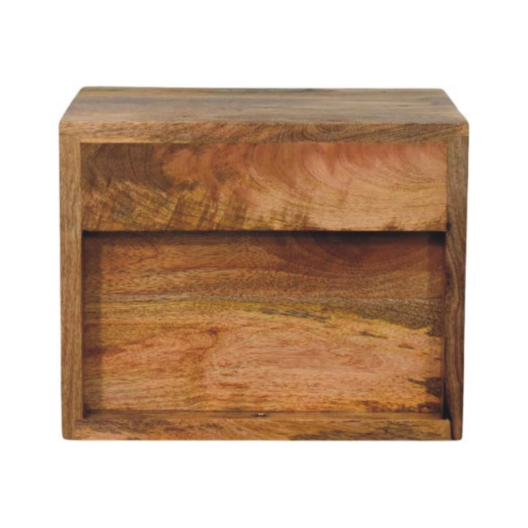 Solis Wall-Mounted Bedside Table | Solid Mango Wood | Oak-ish Finish | 2 Drawers