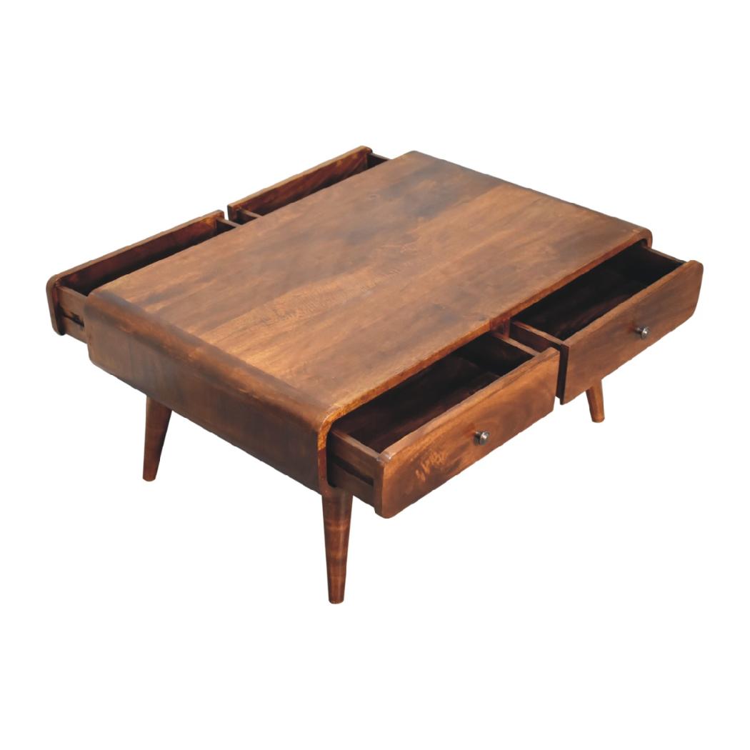 Sonata Chestnut Coffee Table | Solid Mango Wood | Artisan-Crafted Design